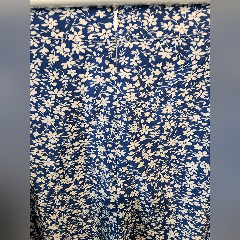 SHEIN Wide Leg Palazzo Pant Large Ditsy Floral Print Blue NWOT High Waist - Picture 11 of 12